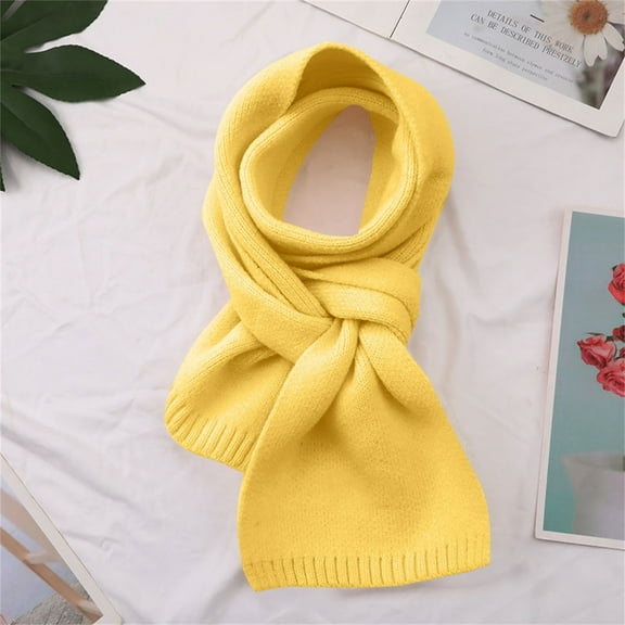 Yellow Scarf Warm Solid Color Scarf for Women Autumn and Winter Solid Color Patch Versatile and Fashionable Knitted Scarf
