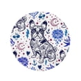 thumbnail image 2 of KDAGR 60 inch Round Beach Towel Blanket Vintage Traditional Tattoo Flash Bulldog Pug Dog Doodle Pattern Travel Circle Circular Towels Mat Tapestry Beach Throw, 2 of 2
