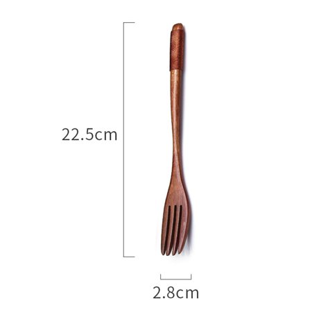 

1PC Wooden Spoon Drink Tableware With Strring Dessert Fruit Serving Chopsticks Fork Kitchen Gadgets