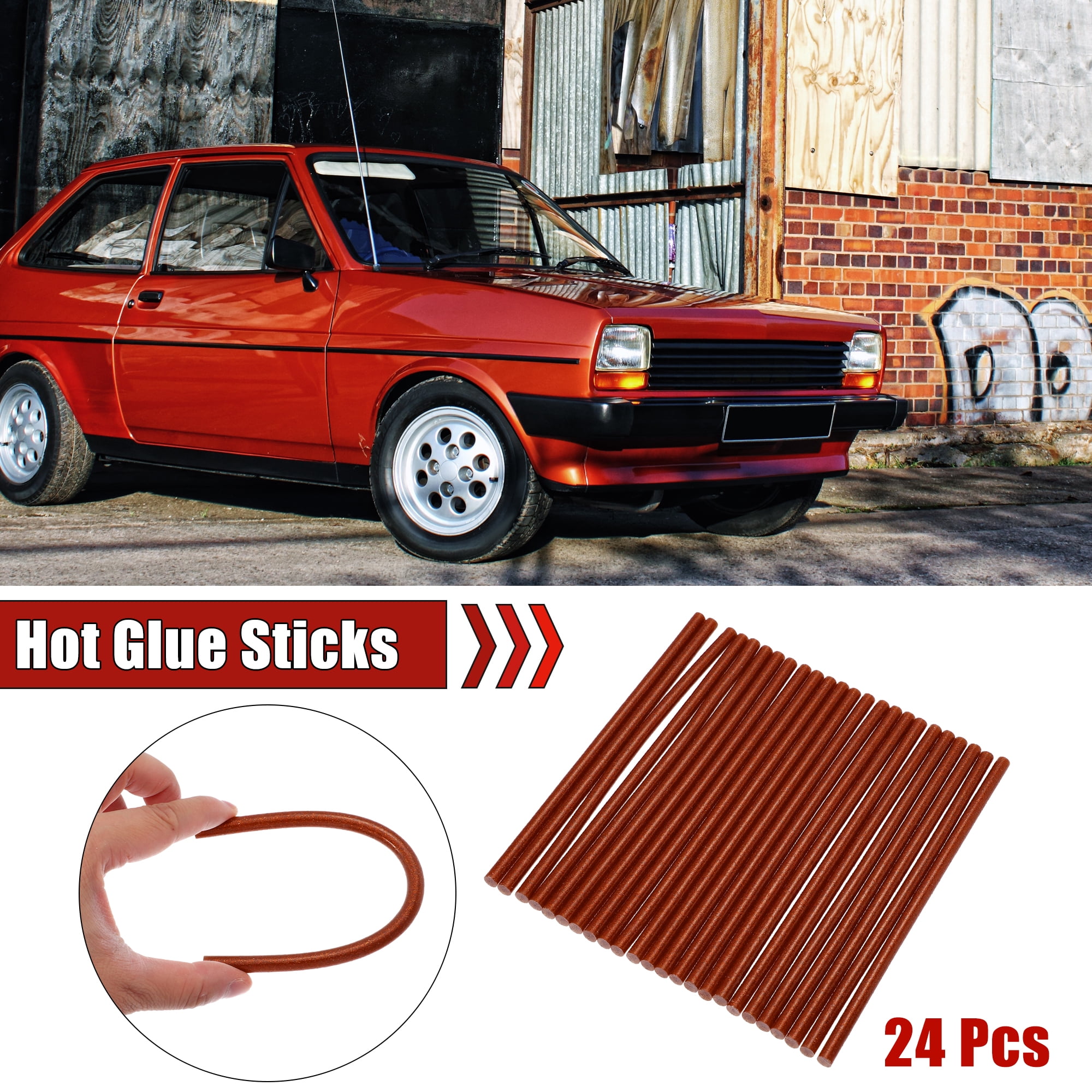 Unique Bargains 24pcs 7x200mm EVA Paintless Dent Repair Hot Melt Glue Sticks Red