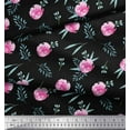 thumbnail image 3 of Soimoi Black Cotton Duck Fabric Flower & Leaves Watercolor Print Sewing Fabric Yard 42 Inch Wide, 3 of 3