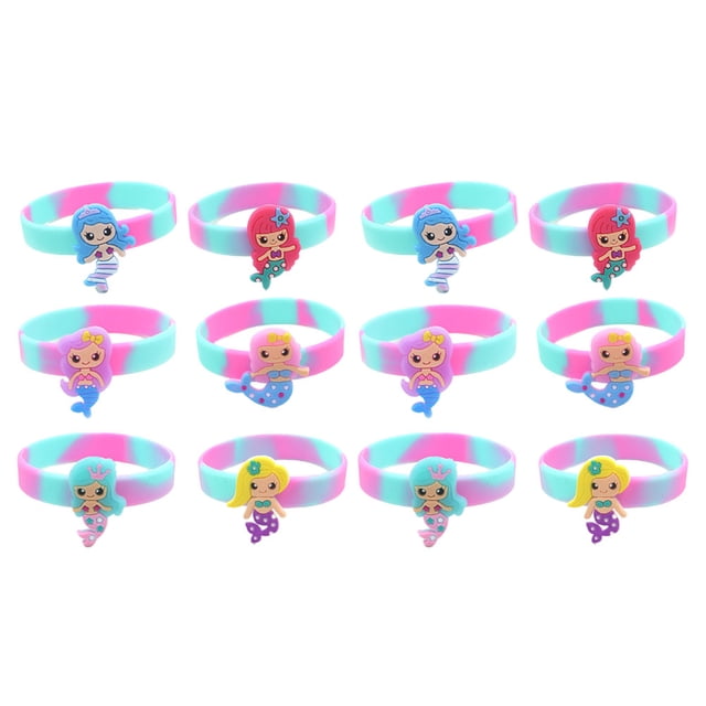 FELTECHELECTR 12 pulseras de sirena para niños, de silicona, accesorios de fiesta, decoración de mano, anillo de mano, color aleatorio.