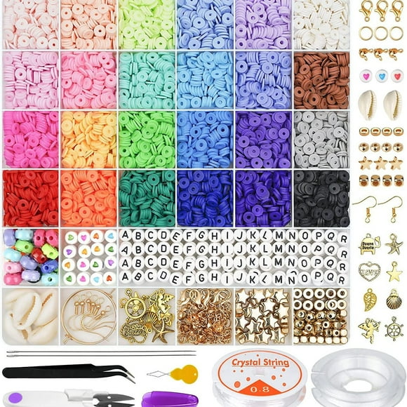 6000 Pieces Clay Bead Set Soft Ceramic Tube Pieces Beading DIY Handmade Bracelet Necklace Jewelry Bohemian Style