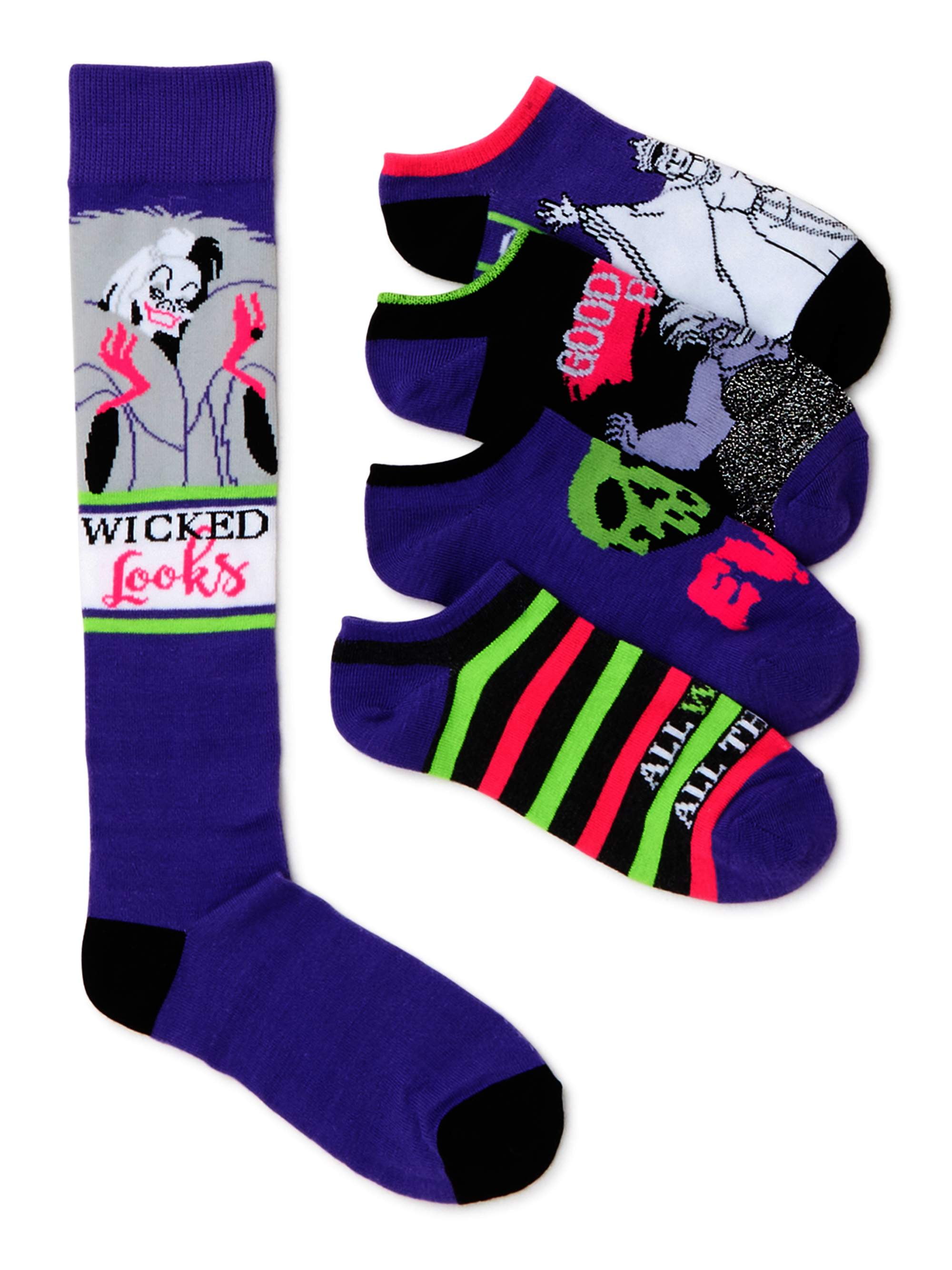 Disney's Villains Halloween Socks, 5Pack