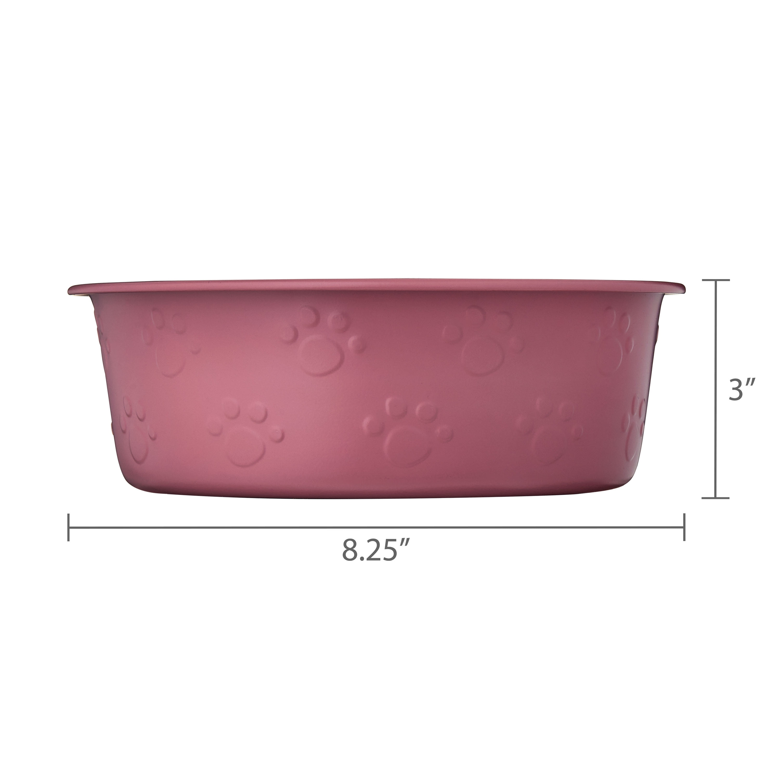 Vibrant Life Large Stainless Steel Embossed Dog Bowl, Pink Paws