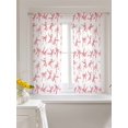 thumbnail image 3 of Pink Bow Ribbon Tier Curtains 45 Inch Length, Sheer Curtains for Bedroom Living Room Window Vintage Modern Art Bowknot Rod Pocket Voile Drapes Kitchen Curtains Small Half Window 27.5"x45" 2 Panels, 3 of 6