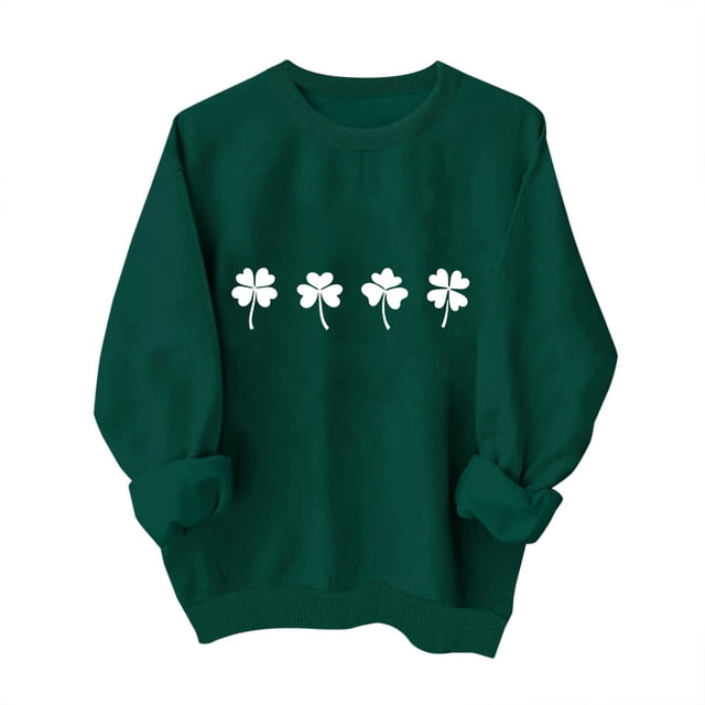Wo-Fusoul Chandail à Capuchon pour Garçons et Filles, Imprimé pour la Saint-Patrick, Manches Longues, Col Rond, Vert, 100 % Coton, Graphique à la Mode