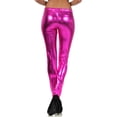thumbnail image 4 of Sakkas Footless Liquid Wet Look Shiny Metallic Stretch Leggings - Pink - Medium, 4 of 6
