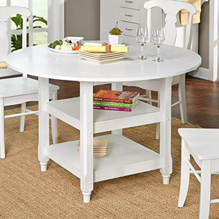 Country Dinning Table ModHaus Living Modern White 48 inch Round Cottage Country Dining Table with Two Shelves - Includes Pen ()