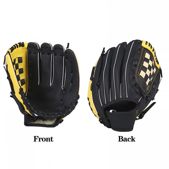 BESTSKY Baseball and Softball Glove Kids Softball Glove - Adult Youth Mitt - 10.5" Right Hand Throw,Yellow / Black (1 Pack)