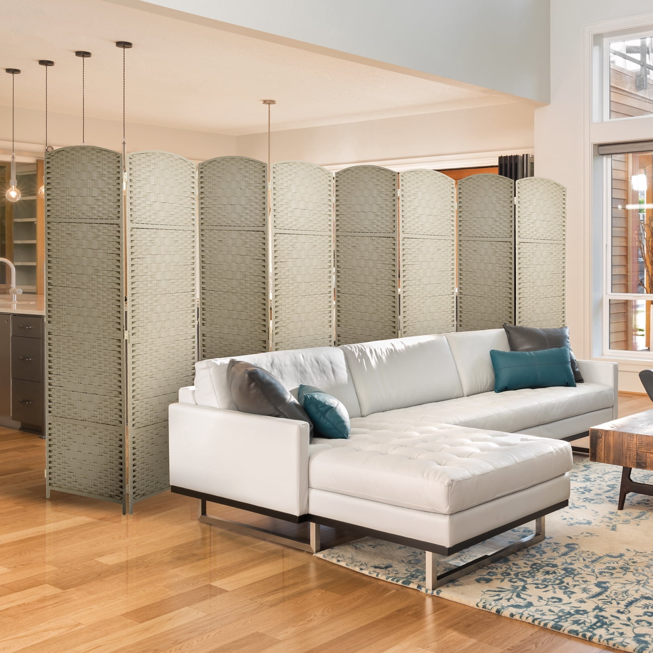 Sorbus 8 Panel Privacy Screen Room Divider: 6 ft. Tall, Extra Wide Hinged Panels, Double-Weaved