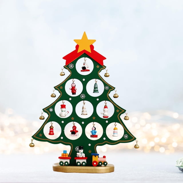 Decoración de escritorio de Navidad de madera BLESIY Mini Árbol de mesa