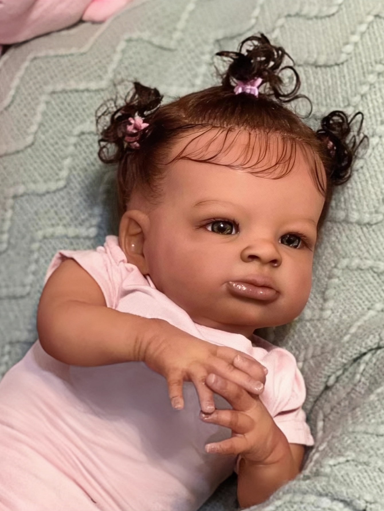 20 Inch Lifelike Black Reborn Baby Doll - African American Soft Cloth Body Doll - Realistic Handmade Art Doll Toy - Gift for Kids Ages 3+