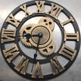 thumbnail image 4 of Horloge Murale Ronde Rétro Silencieuse Style Européen 30cm Horloge Murale Créative Chiffres Romains Silencieuse pour Décoration de Salon (Doré Sans Pile), 4 of 8