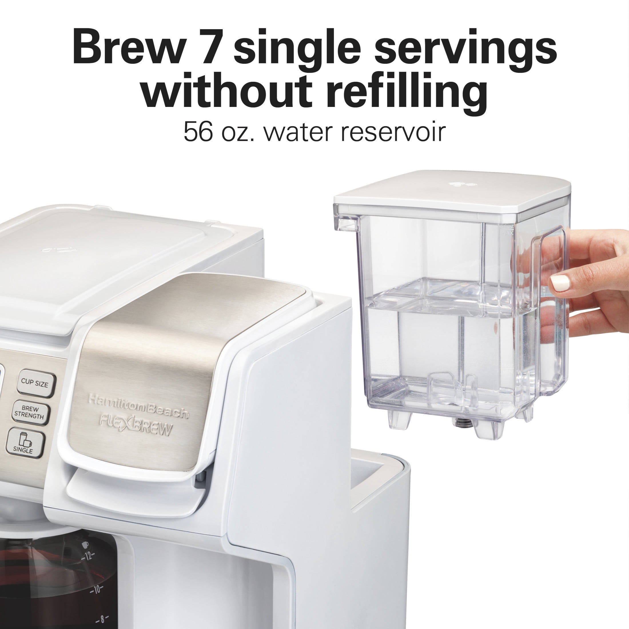 Hamilton Beach FlexBrew Coffee Maker, K Cup Pod Compatible Single Serve Coffee Maker & 12-Cup Coffee Pot, White