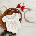 thumbnail image 3 of MORTTIC Infant Girls' Elegant Romper - White Ruffle & Lace Design with Bow Headband for Special Occasions White，1-3M, 3 of 10