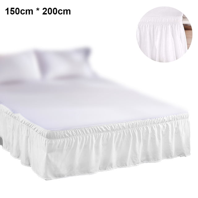 Falda de cama WhiteWrap-Around Dust Ruffles, 150*200cm Drop Easy-Install Bedskirt Arrugas/resistencia a la decoloración, lavable a máquina Xemadio 221963-3