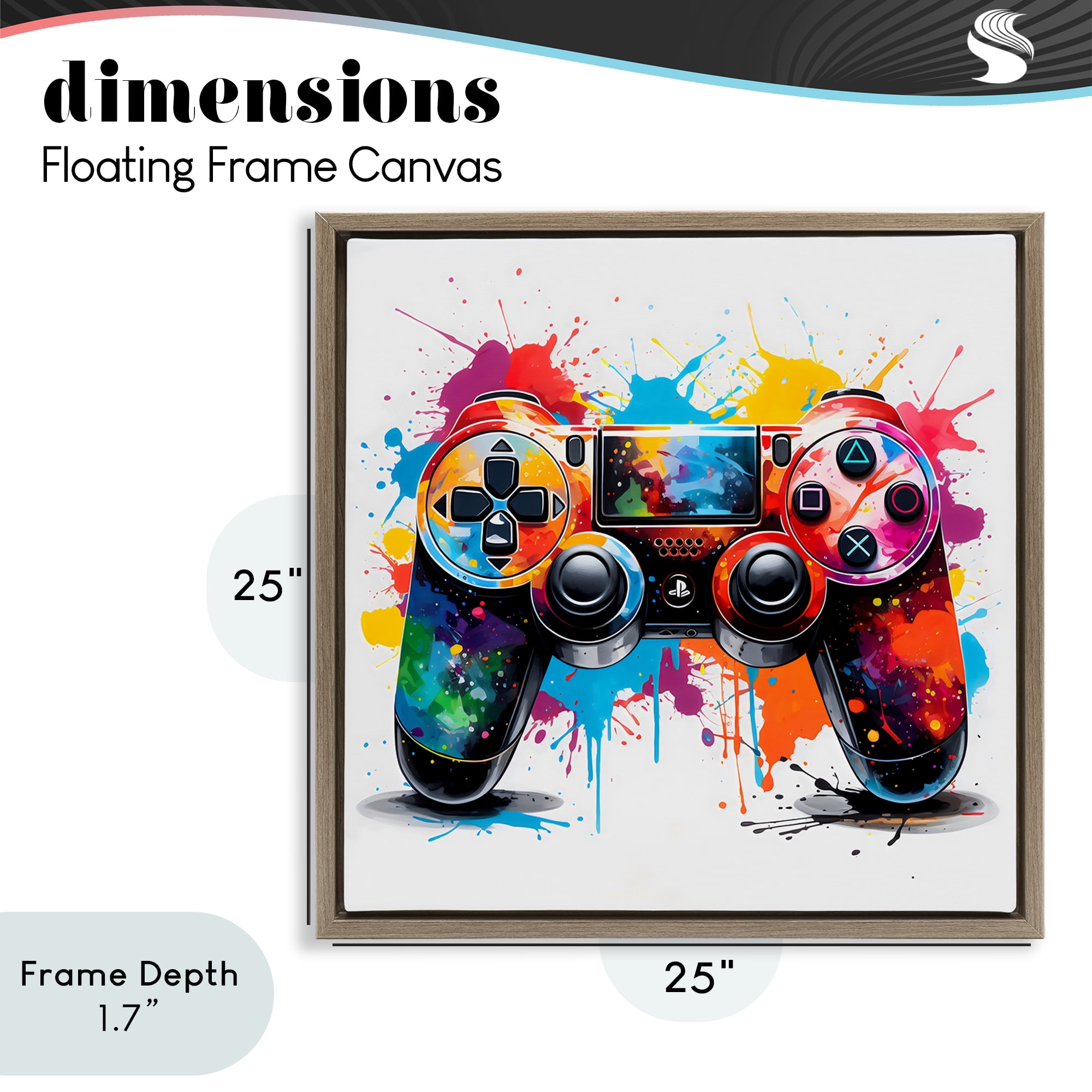 Stupell Industries Playful Bright Game Controller Brown Framed Floater Canvas Wall Art, design by Creative Studio
