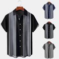 thumbnail image 5 of Mens Casual Vintage Bowling Retro Striped Short Sleeve Button Down Shirts Blouse, 5 of 8