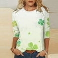 thumbnail image 2 of BLVB Womens St. Patrick's Day Shirts 3/4 Sleeve Crewneck T Shirt Clover Shamrock Tops Casual Vacation Tunic Tee Tops, 2 of 5