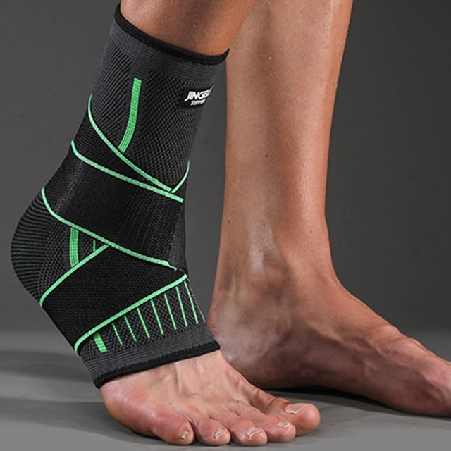 Soporte de tobillo 3D trenzado tobillera para yoga correr baloncesto (XL verde)
