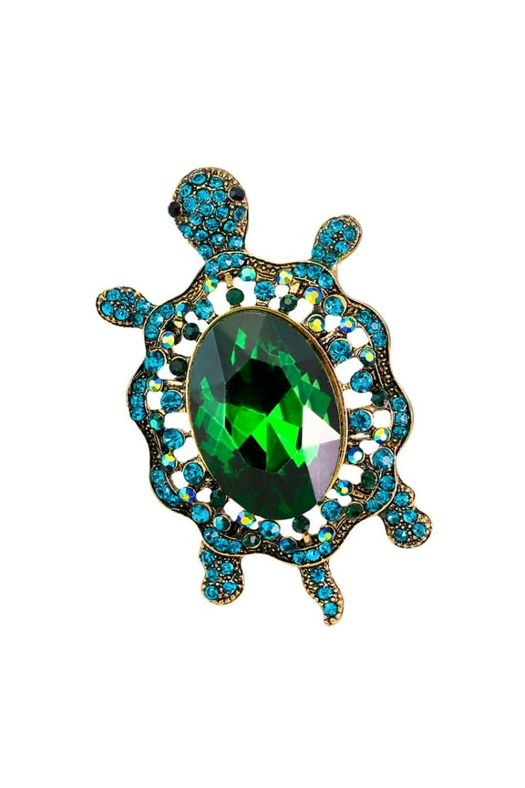 Turtle crystal brooch turtle rhinestone pin animal decorative pin green