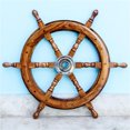 thumbnail image 2 of Wheel Ship Handcrafted Nautical – 24 Inches Vintage Wooden Steering Wheel – Maritime Décor – Premium Natural Wood with Brass Hub – Rustic Boat Wheel for Wall Hanging, Home, Office, and Bar Decoration, 2 of 9
