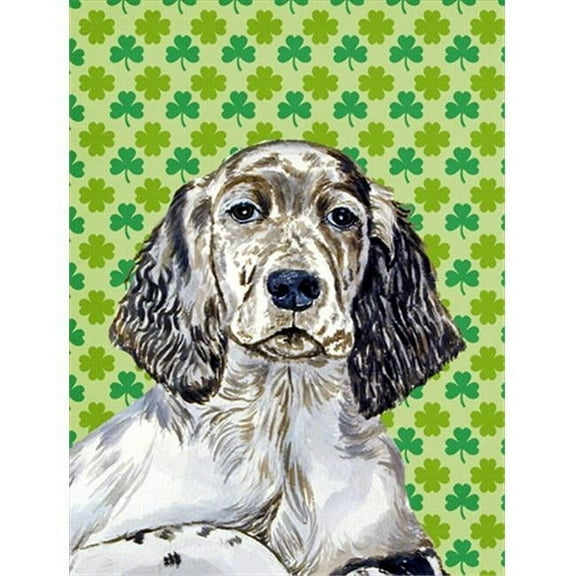 English Setter St. Patricks Day Shamrock Portrait Flag Garden Size
