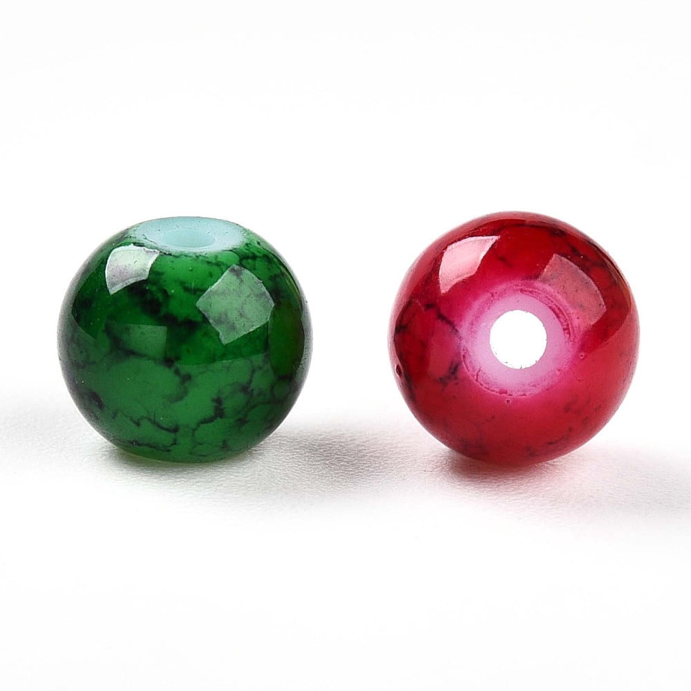 Baking Painted Glass Beads Round Mixed Color 6~6.5mm Hole: 1~1.6mm