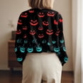 thumbnail image 5 of Women's Halloween Pumpkin Print Button Down Shirt, Long Sleeve Casual Blouse, Festive Holiday Tops for Party and Daily Wear, 5 of 5