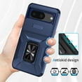 thumbnail image 6 of Heavy Duty Case for Google Pixel 8, Military Grade Dual Layer Hybrid Rubber Bumper with Sliding Camera Cover, Built-in 360 Degree Swivel Stand Car Magnetic for Google Pixel 8 - Blue, 6 of 8