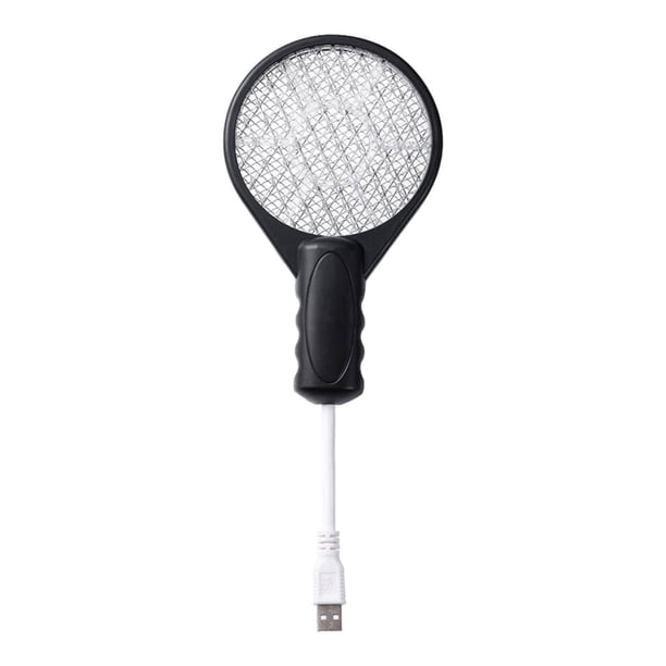 Raqueta matamoscas eléctrica recargable para patio, viajes y hogar Negro