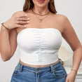 thumbnail image 2 of Arnsht Women's Plus Size Solid Button Front Bandeau Bra Strapless Wireless Bras Soft Comfort Breathable Daily Bras White XXL, 2 of 7