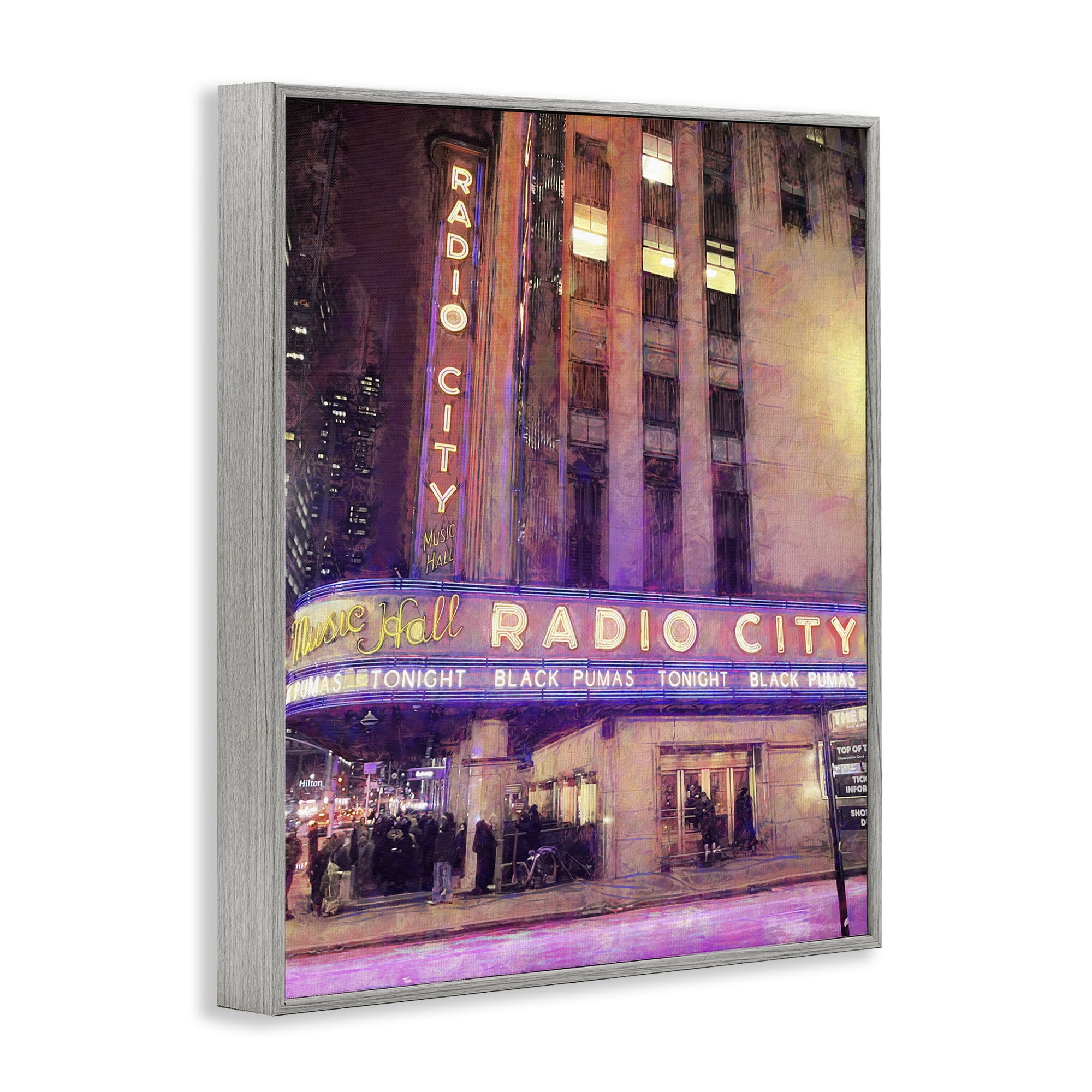 Stupell Industries Radio City Music Hall Gray Framed Giclee Art, design by Grotto Studios