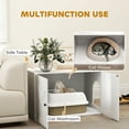 thumbnail image 3 of PawHut Cat Litter Box Enclosure, Hidden Litter Box Furniture with Barn Door, Cat Hole, End Side Table, 31.5" x 21" x 20", White, 3 of 9