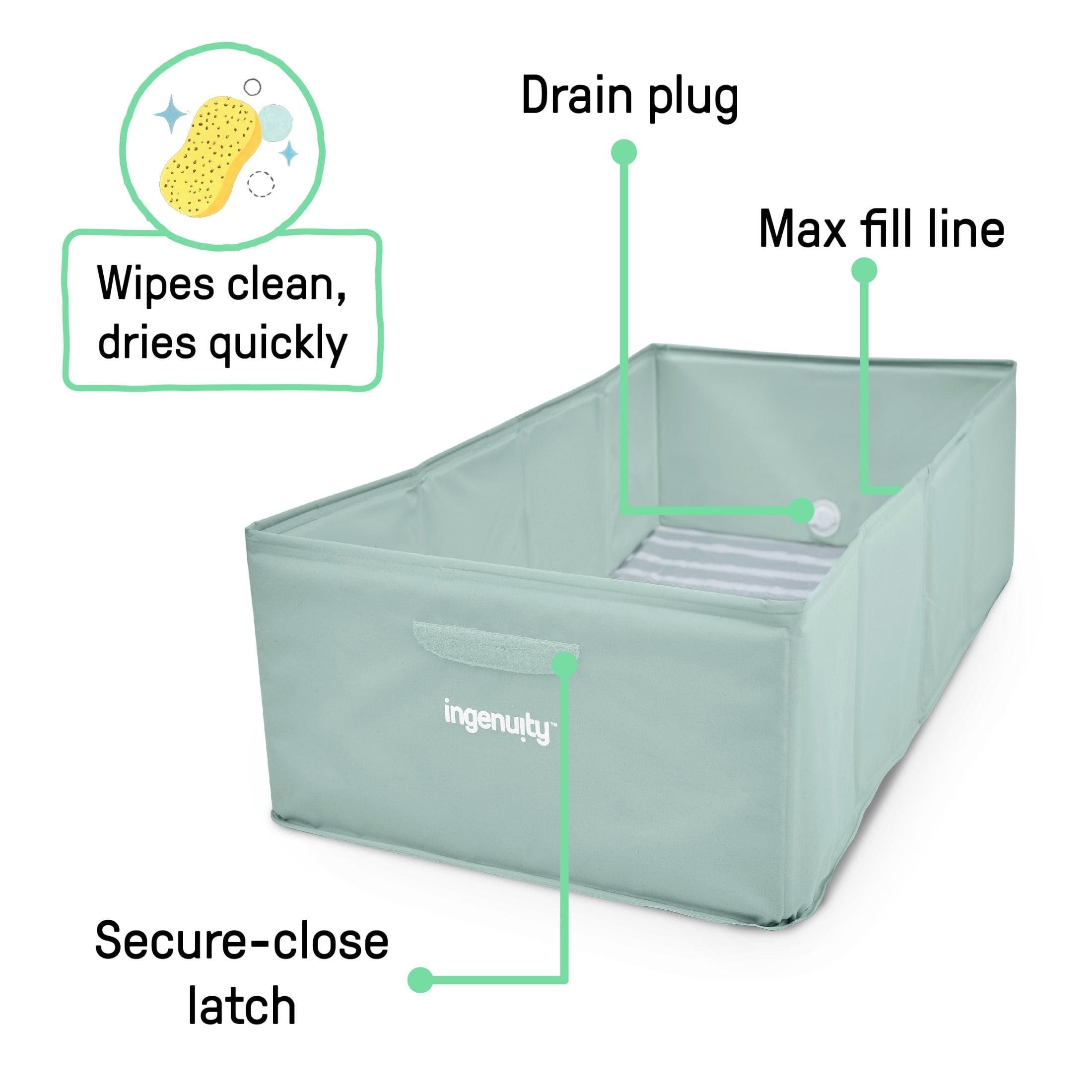 Ingenuity Tuckaway Toddler Tub, Converts Shower to Tub, Folds to Store, 12M-5Y