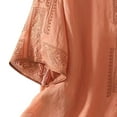 thumbnail image 4 of HLKJKLS Winter Clothing For Women Embroidered Round Neck 3/4 Sleeve Retro Casual Solid Color Transparent Cotton Linen Top Orange M-3Xl, 4 of 4
