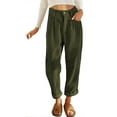 thumbnail image 2 of Pants for Women Casual High Waisted Straight Leg Pants Loose Comfy Trousers with Pockets Army Green XL, 2 of 6