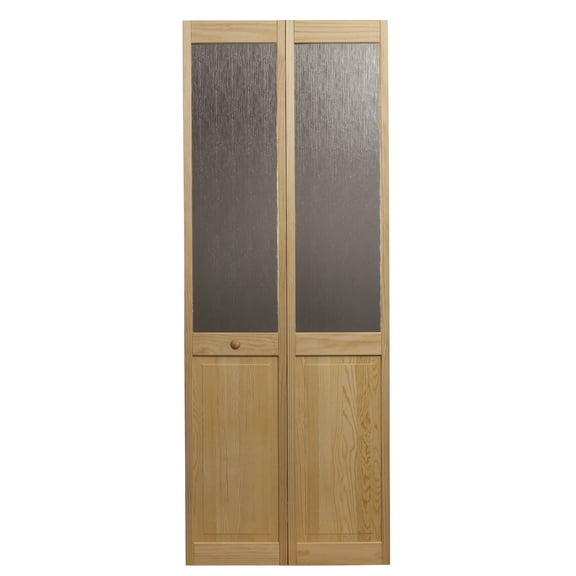 Pinecroft Rain Half Glass Bifold Door, 30-in. x 80-in., Unfinished