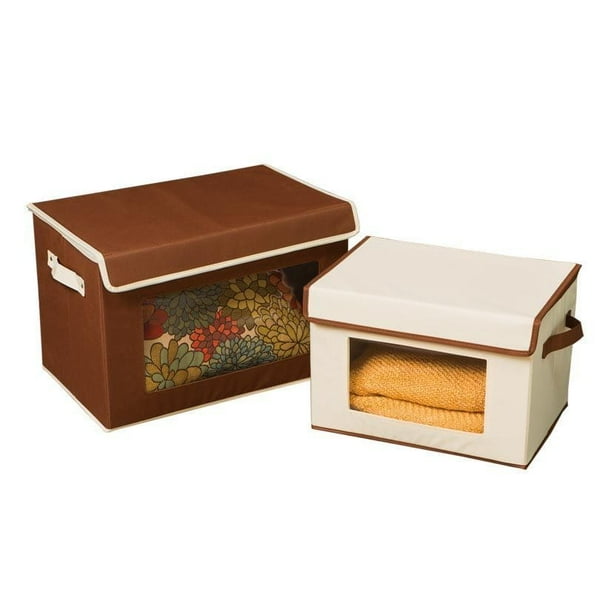 Seville Classics Canvas Storage Box Set with Window (2 Pack) Brown