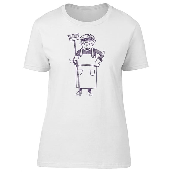 Cleaning Lady Drawing T-Shirt Women -Image by Shutterstock, Female Small