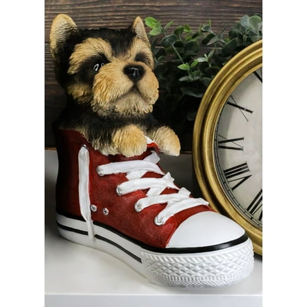Ebros Paw-Star Pups Yorkie Yorkshire Terrier in Sneaker with Glass Eyes Figurine
