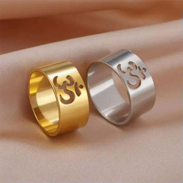 Yoga Om Symbol Rings Women Stainless Steel Finger Aum Ohm Om Hindu