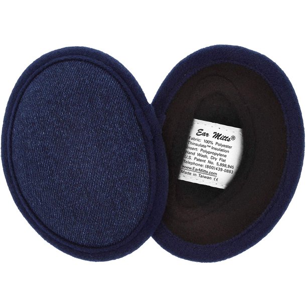 Ear Mitts Bandless Ear Muffs For Men & Women, Cotton Denim Ear Warmers