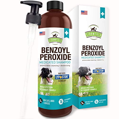 Benzoyl Peroxide Shampoo for Dogs, Cats, Sulfur 16oz Medicated Dog