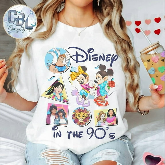 Disney Mickey & Friends In The 90S Shirt, Hercules Simba Pocahontas Belle Mulan Aladdin Tshirt, Disneyland Family Holiday Vacation 2025 Trip