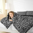 thumbnail image 4 of jejeloiu Leopard Cheetah Print Bedding Comforter Set,Ribbon Bow Tie Twin Comforter Sets,Gray Black Bedding Set For Kids,Luxury Bedroom Decor Reversible,2 Pieces, 4 of 8