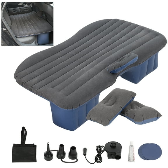 OYEAL Portable Black Inflatable Car Bed with Two Air Pillows, Camping Air Mattress for Car, Universal SUV