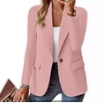 thumbnail image 2 of WULMLEO Blazers for Women Long Sleeve Work Casual Blazer Dressy Business Fashion Oversized Tweed Jackets Lightweight Office Elegantes Petite Professional Mujer Open Front Pink 3XL, 2 of 3