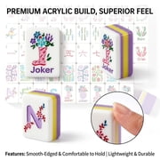4 Layer Mahjong Tiles American Mahjong Tile Set 160 Acrylic Layered Mahjong Tiles with Clear Engraving and Carrying Bag for Home Travel Game Nights